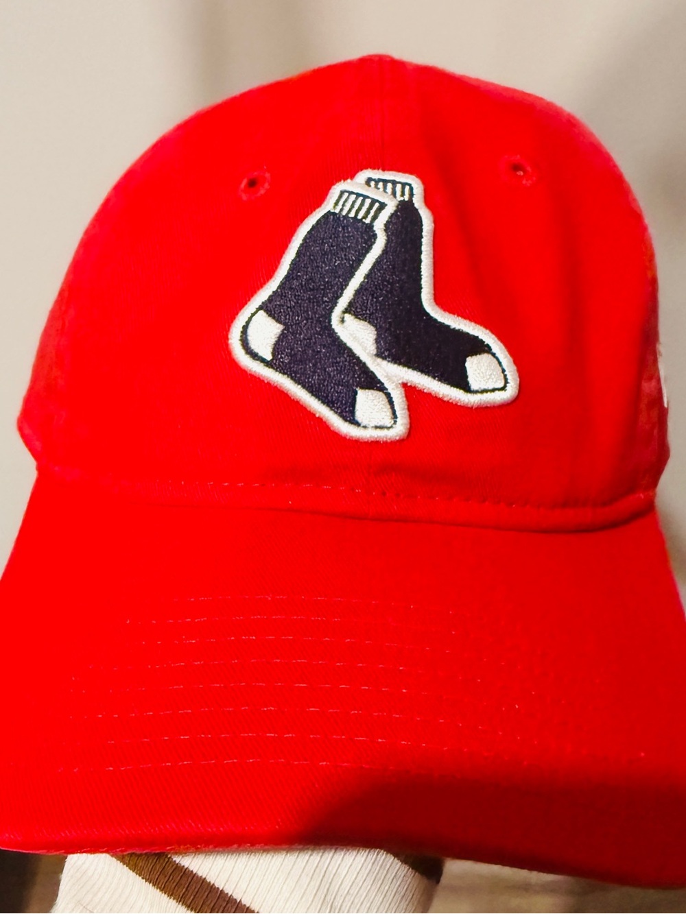 New Era Red Cap with Navy Sock Patch
